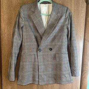 H&M Plaid Double-Breasted Blazer